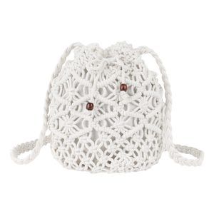 Mini Cotton Crochet Crossbody Bag Summer Beach Shoulder Bag Drawstring B)